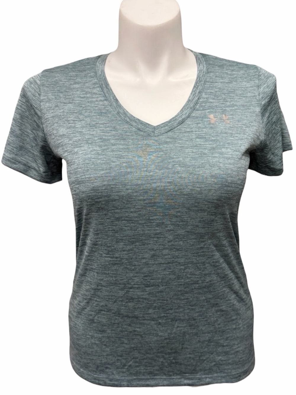 Under Armour HeatGear Teal Heather V-Neck Short Sleeve Athletic Tee Medium NWOT